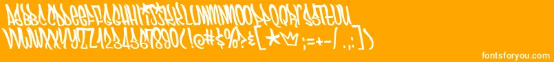 Funboy-Schriftart – Weiße Schriften auf orangefarbenem Hintergrund