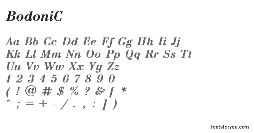 Schriftart BodoniC (35580) – Alphabet, Zahlen, spezielle Symbole