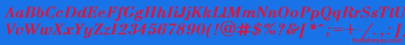 BodoniC-fontti – punaiset fontit sinisellä taustalla