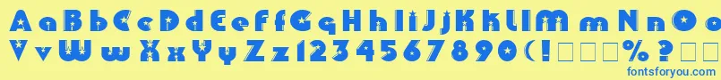 Collinz-Schriftart – Blaue Schriften auf gelbem Hintergrund