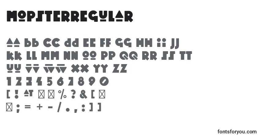 Schriftart MopsterRegular – Alphabet, Zahlen, spezielle Symbole