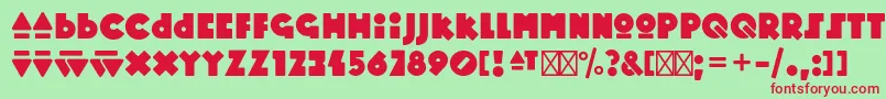 MopsterRegular-fontti – punaiset fontit vihreällä taustalla