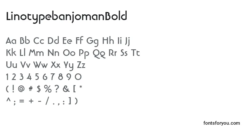 A fonte LinotypebanjomanBold – alfabeto, números, caracteres especiais