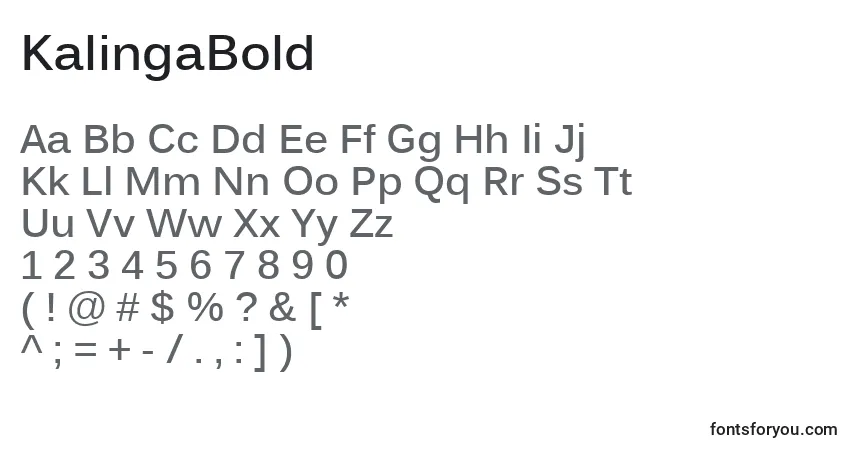 Шрифт KalingaBold – алфавит, цифры, специальные символы