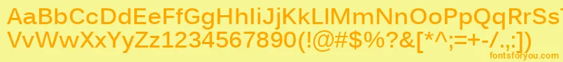 フォントKalingaBold – オレンジの文字が黄色の背景にあります。