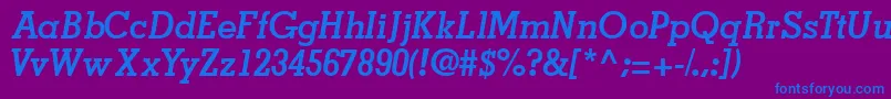 フォントJaakssk ffy – 紫色の背景に青い文字