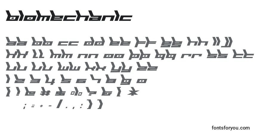 Schriftart Biomechanic – Alphabet, Zahlen, spezielle Symbole