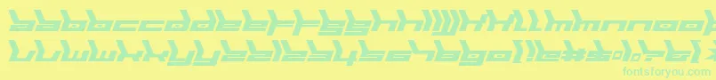 Biomechanic-Schriftart – Grüne Schriften auf gelbem Hintergrund
