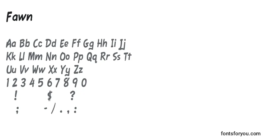 Fuente Fawn - alfabeto, números, caracteres especiales