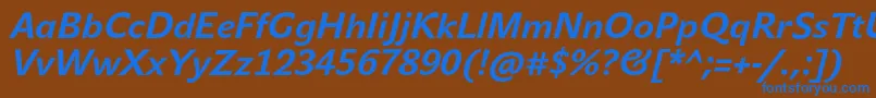 JohnsansTextProBoldItalic Font – Blue Fonts on Brown Background