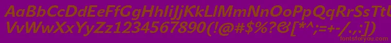 JohnsansTextProBoldItalic Font – Brown Fonts on Purple Background