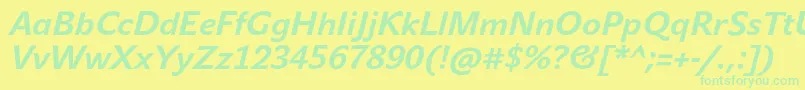 フォントJohnsansTextProBoldItalic – 黄色い背景に緑の文字