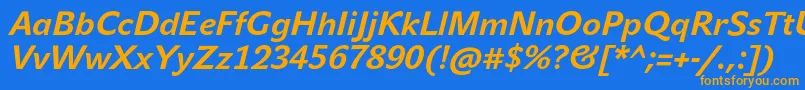 JohnsansTextProBoldItalic Font – Orange Fonts on Blue Background
