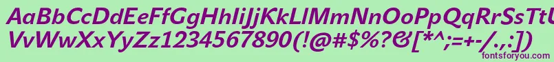 JohnsansTextProBoldItalic Font – Purple Fonts on Green Background