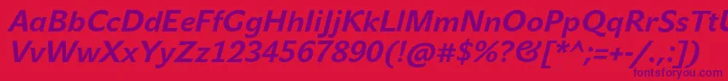 JohnsansTextProBoldItalic Font – Purple Fonts on Red Background