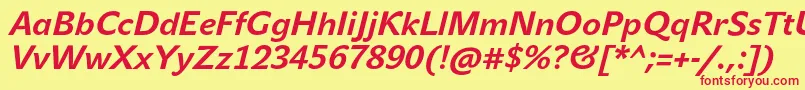 JohnsansTextProBoldItalic Font – Red Fonts on Yellow Background