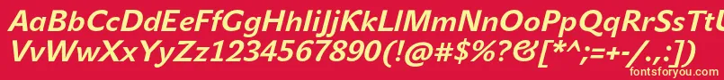 JohnsansTextProBoldItalic Font – Yellow Fonts on Red Background