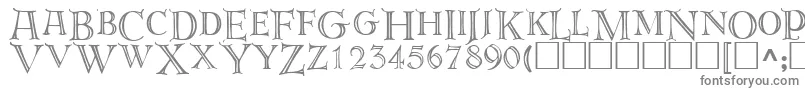 Derooscaps-fontti – harmaat kirjasimet valkoisella taustalla