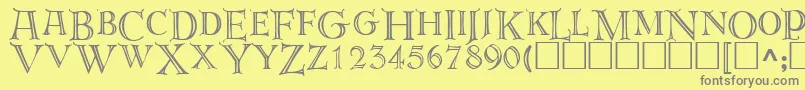 Derooscaps Font – Gray Fonts on Yellow Background