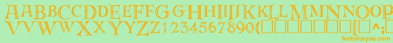 Derooscaps Font – Orange Fonts on Green Background