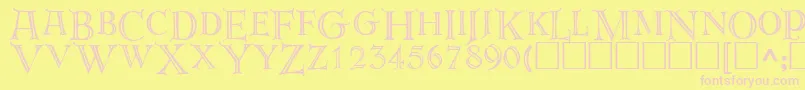 Derooscaps Font – Pink Fonts on Yellow Background