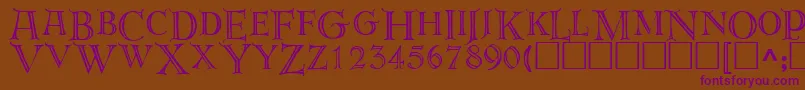 Derooscaps-Schriftart – Violette Schriften auf braunem Hintergrund