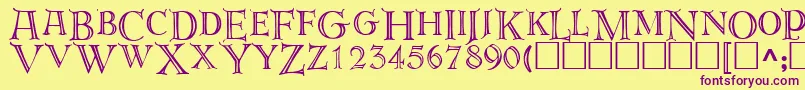 Derooscaps Font – Purple Fonts on Yellow Background