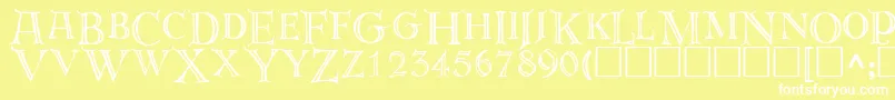 Derooscaps Font – White Fonts on Yellow Background