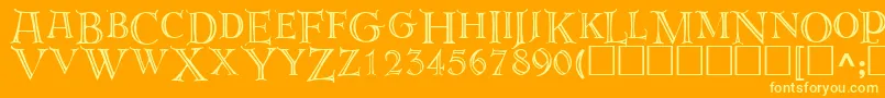 Derooscaps Font – Yellow Fonts on Orange Background