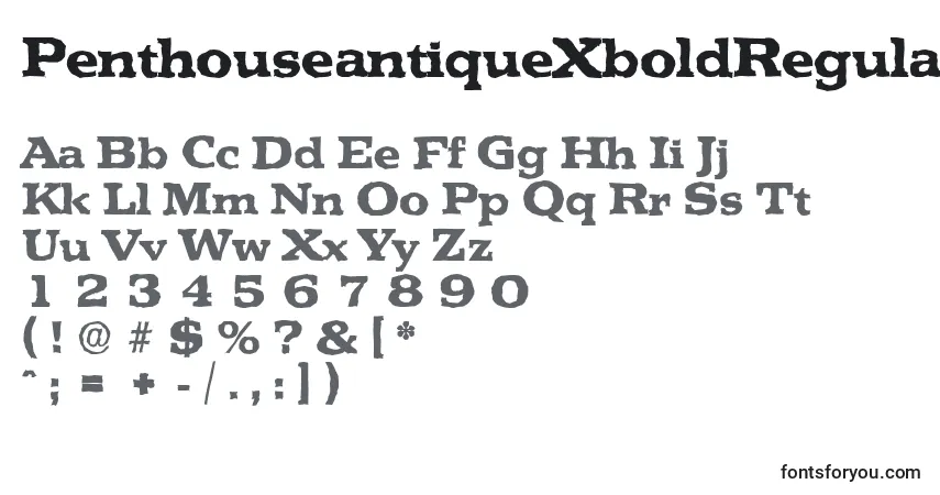 Czcionka PenthouseantiqueXboldRegular – alfabet, cyfry, specjalne znaki