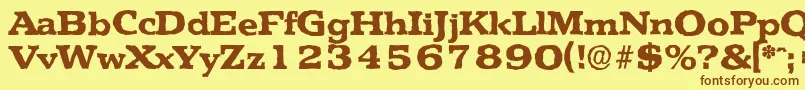 フォントPenthouseantiqueXboldRegular – 茶色の文字が黄色の背景にあります。