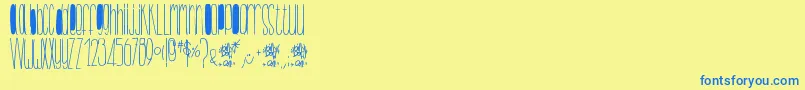 BillybopMinuskuli-Schriftart – Blaue Schriften auf gelbem Hintergrund