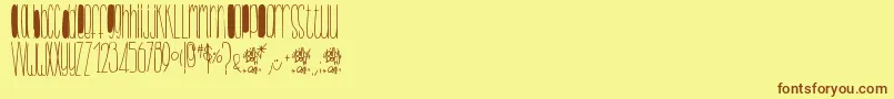 BillybopMinuskuli-Schriftart – Braune Schriften auf gelbem Hintergrund