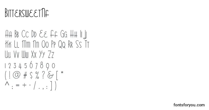A fonte BittersweetNf – alfabeto, números, caracteres especiais
