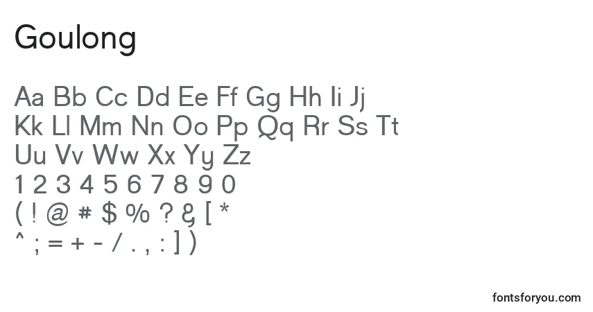characters of goulong font, letter of goulong font, alphabet of  goulong font