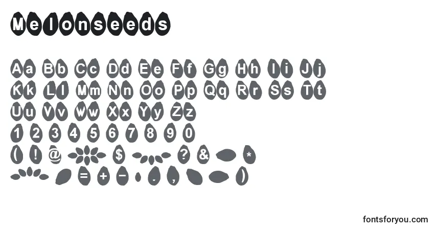 Schriftart Melonseeds – Alphabet, Zahlen, spezielle Symbole
