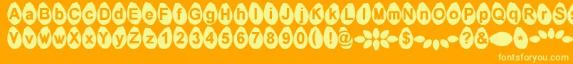 Melonseeds-Schriftart – Gelbe Schriften auf orangefarbenem Hintergrund