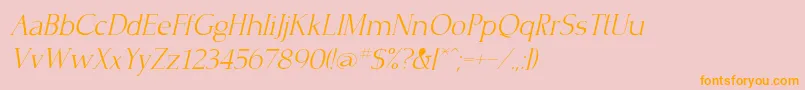 CrisplightcItalic-Schriftart – Orangefarbene Schriften auf rosa Hintergrund