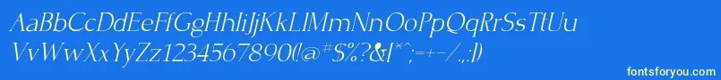 CrisplightcItalic-Schriftart – Gelbe Schriften auf blauem Hintergrund