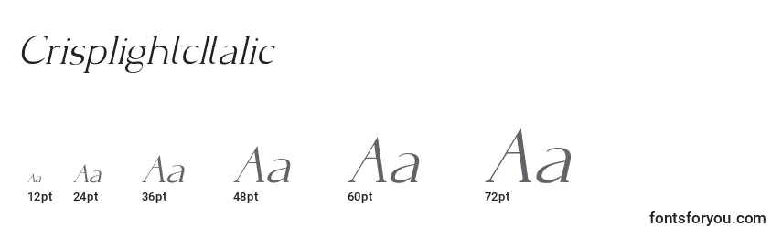 Размеры шрифта CrisplightcItalic