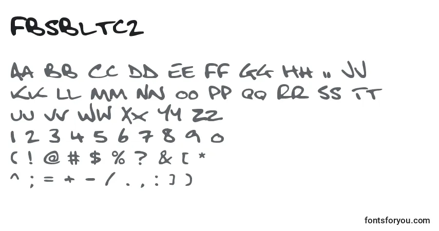 Czcionka Fbsbltc2 – alfabet, cyfry, specjalne znaki