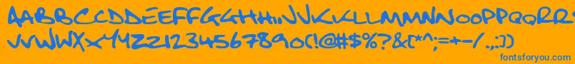 Fbsbltc2-Schriftart – Blaue Schriften auf orangefarbenem Hintergrund