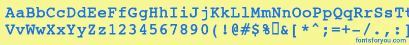 フォントJackinputBold – 青い文字が黄色の背景にあります。