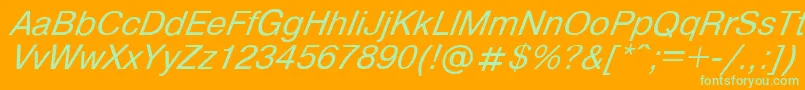 HelvdlItalic Font – Green Fonts on Orange Background