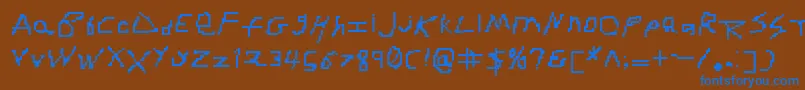 RdjHandpixl Font – Blue Fonts on Brown Background