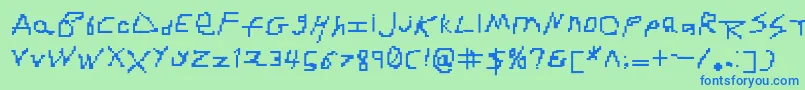 RdjHandpixl Font – Blue Fonts on Green Background