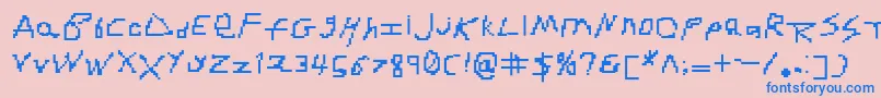 RdjHandpixl Font – Blue Fonts on Pink Background
