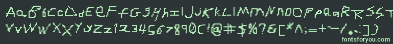 RdjHandpixl-fontti – vihreät fontit mustalla taustalla