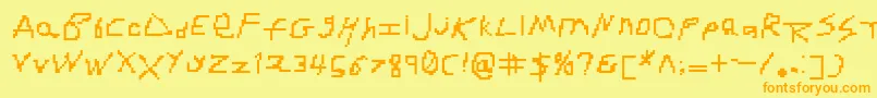 RdjHandpixl Font – Orange Fonts on Yellow Background