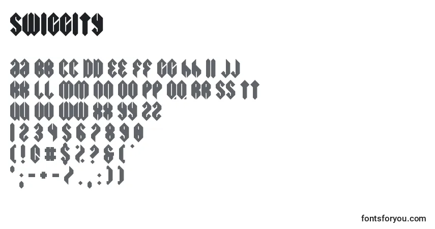 A fonte Swiggity – alfabeto, números, caracteres especiais